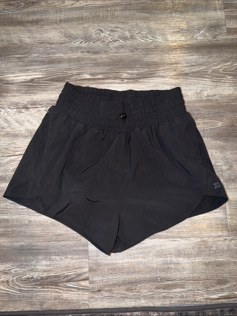 all in motion Black High-Waist Athletic Shorts with Smocked Band